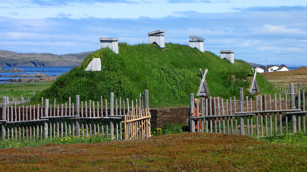 A Norse sod longhouse recreation at L'Anse aux Meadows