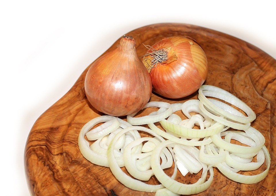 chopped white onions, and unpeeled onions