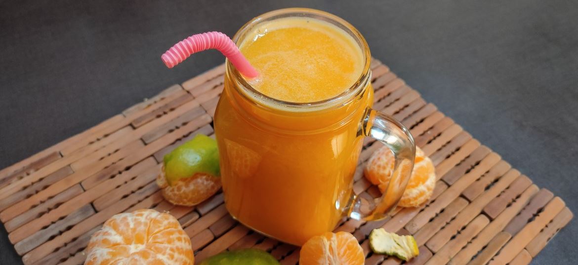 Orange juice in a mason jar
