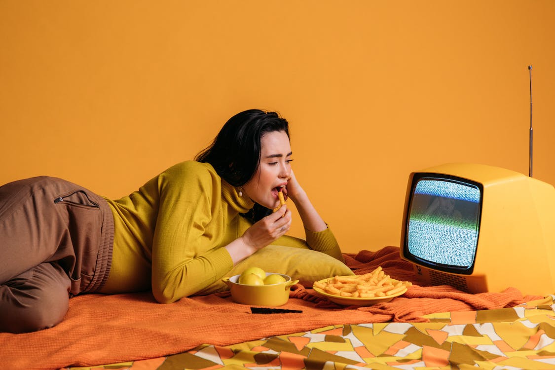 woman on a yellow-orange background